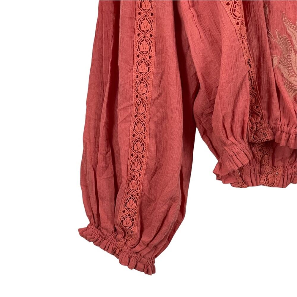 Free People Maria Maria Crochet Embroidered Blouse Top Size XS - Picture 5 of 9